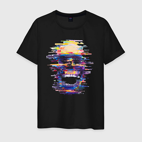 Мужская футболка Art skull - glitch / Черный – фото 1