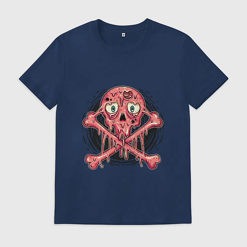 Мужская футболка Pink skull / Тёмно-синий – фото 1