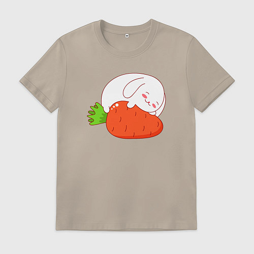 Мужская футболка Зайчик на морковке / Миндальный – фото 1