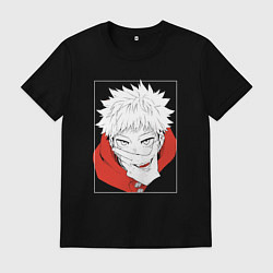 Футболка хлопковая мужская Улыбка Юдзи Итадори, цвет: черный