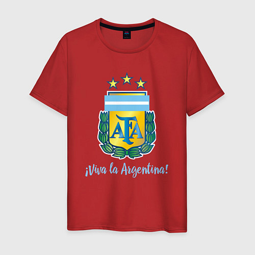 Мужская футболка Эмблема федерации футбола Аргентины / Красный – фото 1