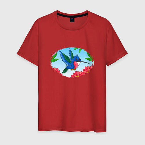 Мужская футболка Мультяшная колибри / Красный – фото 1
