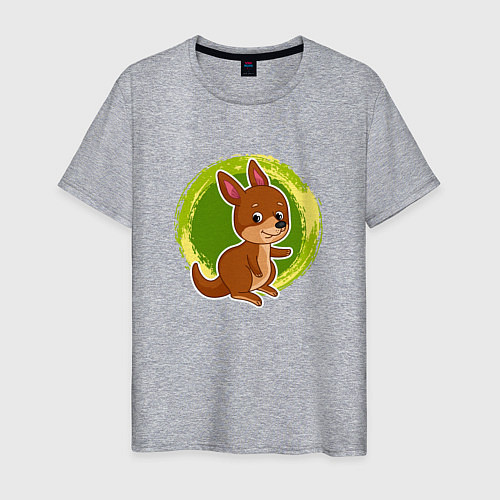 Мужская футболка Мультяшный милый кенгуру / Меланж – фото 1