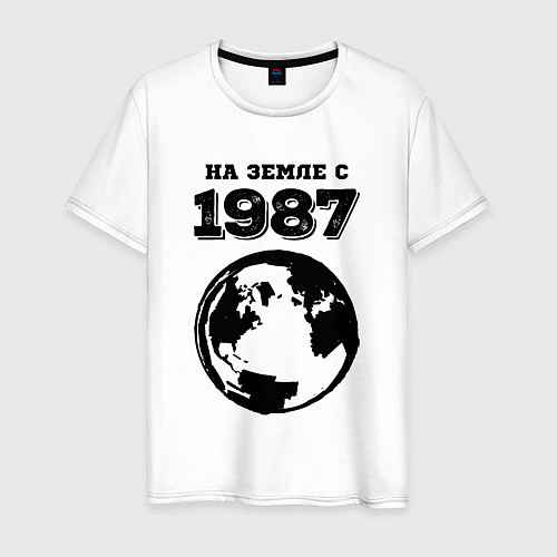 Мужская футболка На Земле с 1987 с краской на светлом / Белый – фото 1
