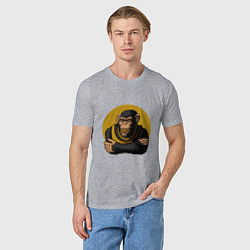 Футболка хлопковая мужская Реальный шимпанзе, цвет: меланж — фото 2