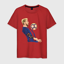 Футболка хлопковая мужская Messi Barcelona, цвет: красный