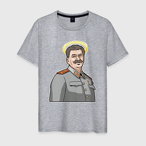 Мужская футболка Сталин с нимбом / Меланж – фото 1