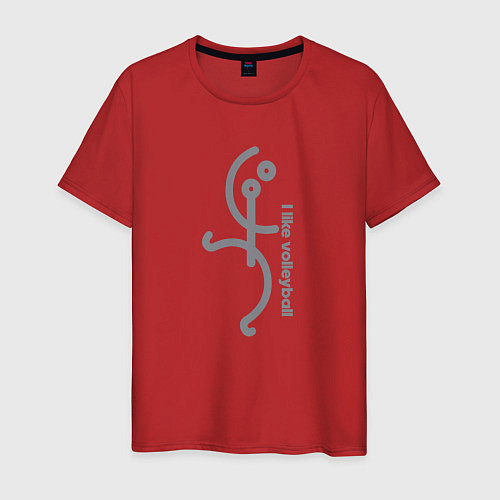 Мужская футболка Мне нравится волейбол на английском / Красный – фото 1