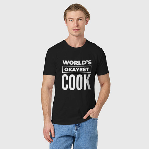 Мужская футболка Worlds okayest cook / Черный – фото 3