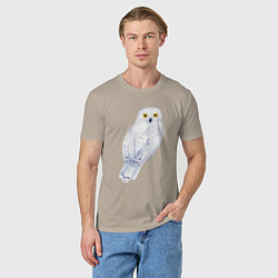 Футболка хлопковая мужская Белая полярная сова, цвет: миндальный — фото 2