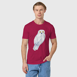 Футболка хлопковая мужская Белая полярная сова, цвет: маджента — фото 2
