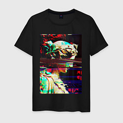 Футболка хлопковая мужская Glitch pixel art, цвет: черный
