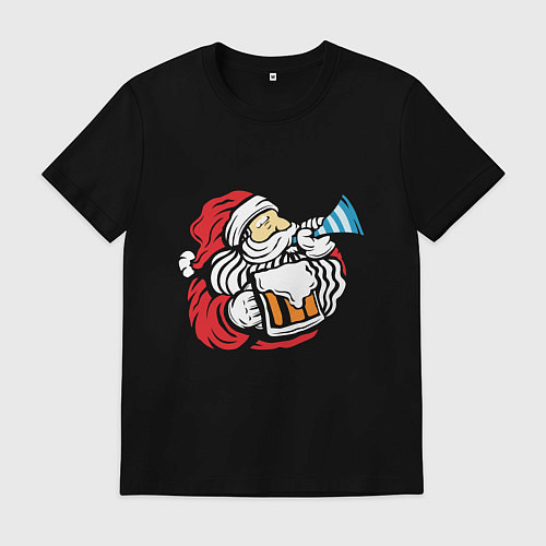 Мужская футболка Санта и пиво / Черный – фото 1