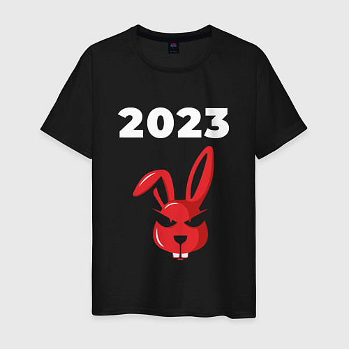 Мужская футболка Кролик НГ суровый: символ и надпись / Черный – фото 1