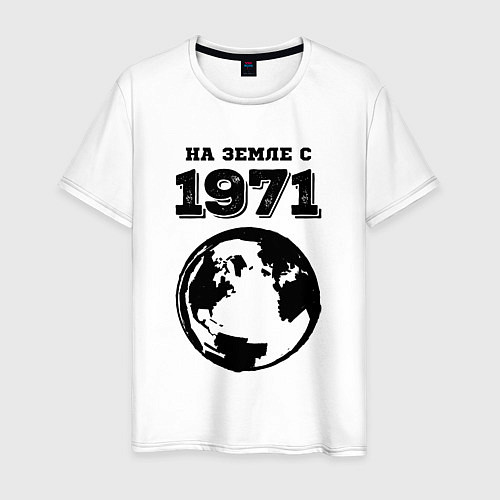 Мужская футболка На Земле с 1971 с краской на светлом / Белый – фото 1