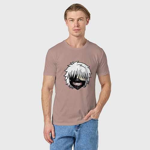 Мужская футболка Маска Канеки / Пыльно-розовый – фото 3