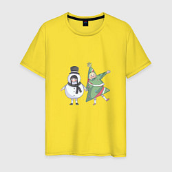 Футболка хлопковая мужская Вэнди и Энид - новогоднее настроение, цвет: желтый