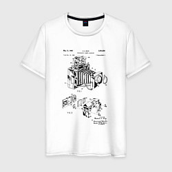Футболка хлопковая мужская Vintage Camera Patent Винтажная камера Патент, цвет: белый