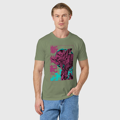 Мужская футболка Евангелион eva-01 neon genesis / Авокадо – фото 3
