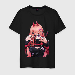 Футболка хлопковая мужская Человек - бензопила крутая Пауэр, цвет: черный