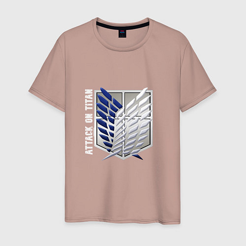 Мужская футболка Атака титанов аниме логотип / Пыльно-розовый – фото 1