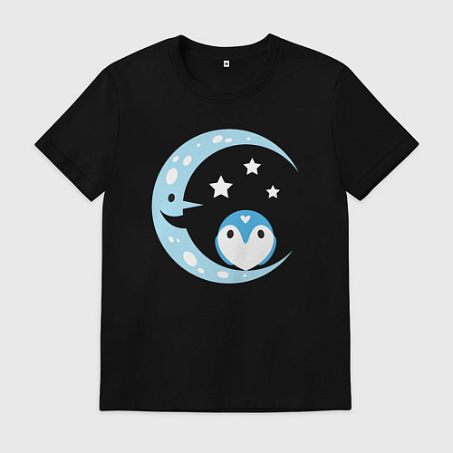 Мужская футболка Совёнок на Луне / Черный – фото 1