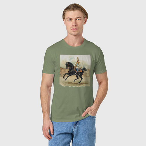 Мужская футболка Николай II на коне на дворцовой площади / Авокадо – фото 3