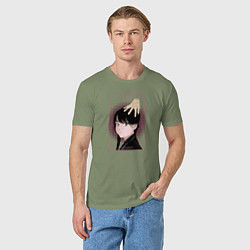 Футболка хлопковая мужская Аниме Уэнсдей Аддамс и Вещь, цвет: авокадо — фото 2