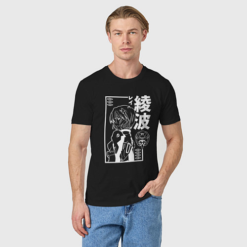 Мужская футболка Аянами рей из аниме евангелион / Черный – фото 3