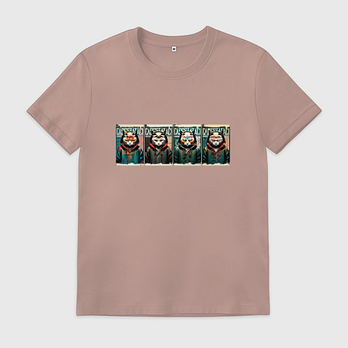 Мужская футболка Японские коты / Пыльно-розовый – фото 1