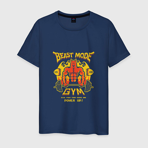 Мужская футболка Beast mode gym / Тёмно-синий – фото 1