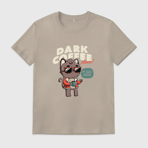 Мужская футболка Сладкий Котик Хочет Кофе / Миндальный – фото 1