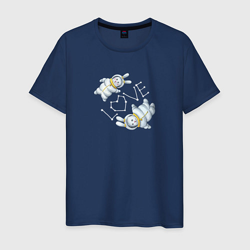 Мужская футболка Любовь зайцев космонавтов / Тёмно-синий – фото 1