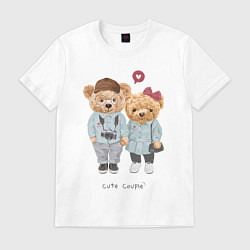 Футболка хлопковая мужская Cute couple, цвет: белый