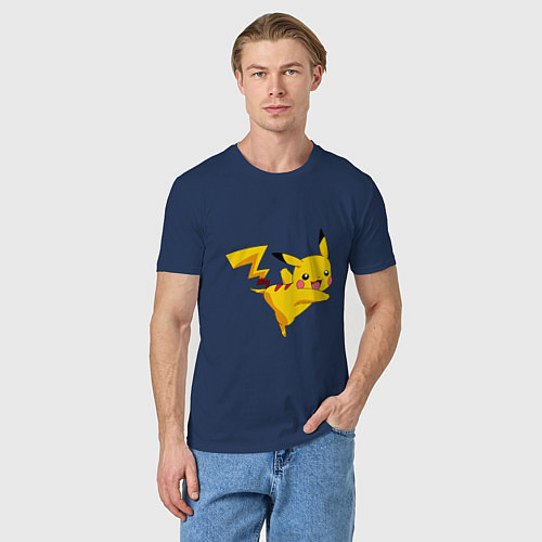 Мужская футболка Весёлый Пикачу / Тёмно-синий – фото 3
