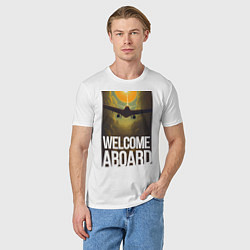 Футболка хлопковая мужская Welcome aboard casual art, цвет: белый — фото 2