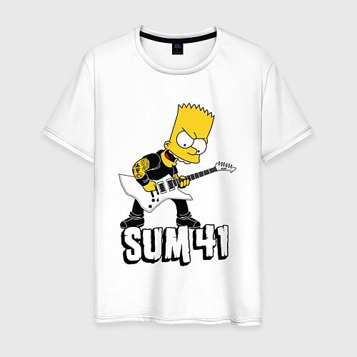 Мужская футболка Sum41 Барт Симпсон рокер / Белый – фото 1
