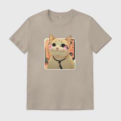 Мужская футболка Cat smiling meme art