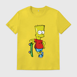 Футболка хлопковая мужская Барт и скейт, цвет: желтый