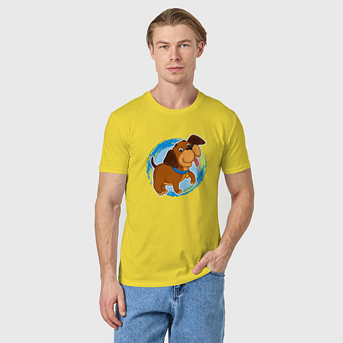 Мужская футболка Милый мультяшный щенок / Желтый – фото 3