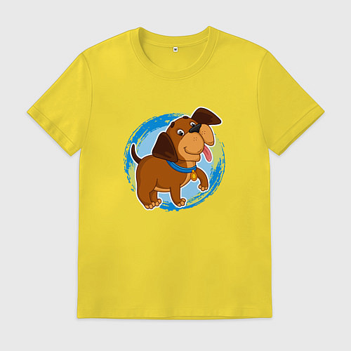 Мужская футболка Милый мультяшный щенок / Желтый – фото 1