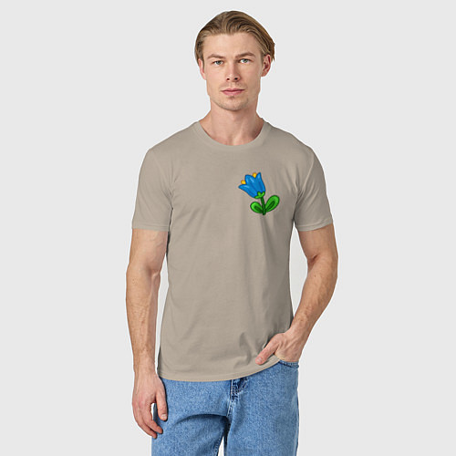 Мужская футболка Мультяшный цветок голубой колокольчик / Миндальный – фото 3