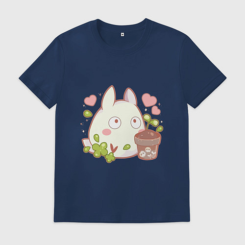 Мужская футболка Тоторо и цветок / Тёмно-синий – фото 1