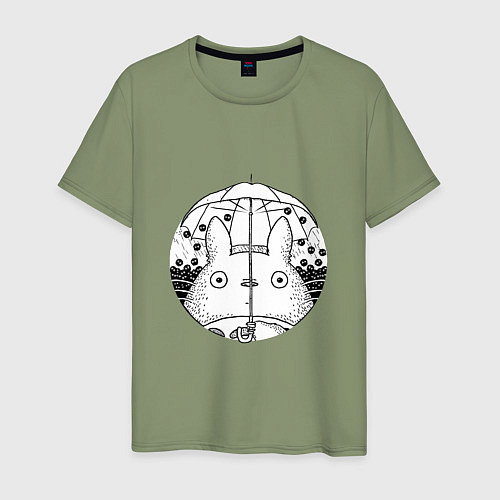 Мужская футболка Тоторо под зонтом / Авокадо – фото 1