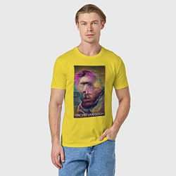 Футболка хлопковая мужская Vincent Van Gogh - автопортрет - нейросеть, цвет: желтый — фото 2