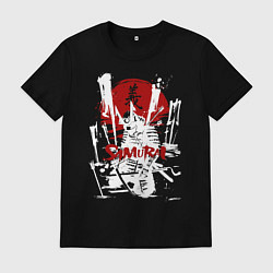 Футболка хлопковая мужская Белый самурай ранен стрелами, цвет: черный