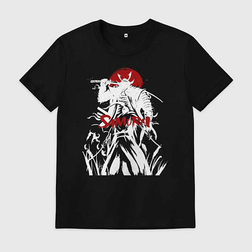 Мужская футболка Белый самурай перед врагом / Черный – фото 1