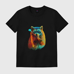 Футболка хлопковая мужская Ooops raccoon, цвет: черный