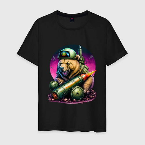 Мужская футболка Боевой медведь ракетчик / Черный – фото 1