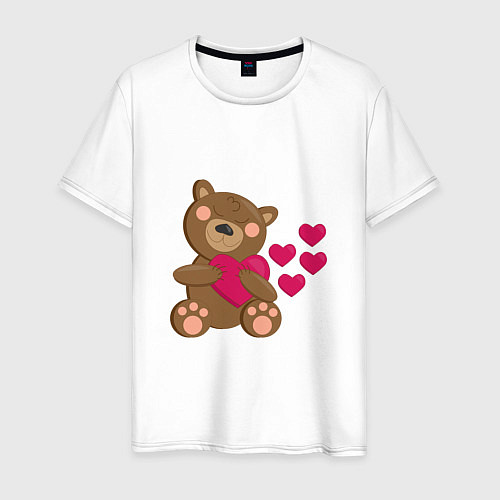 Мужская футболка Влюбленный медведь с сердцем / Белый – фото 1
